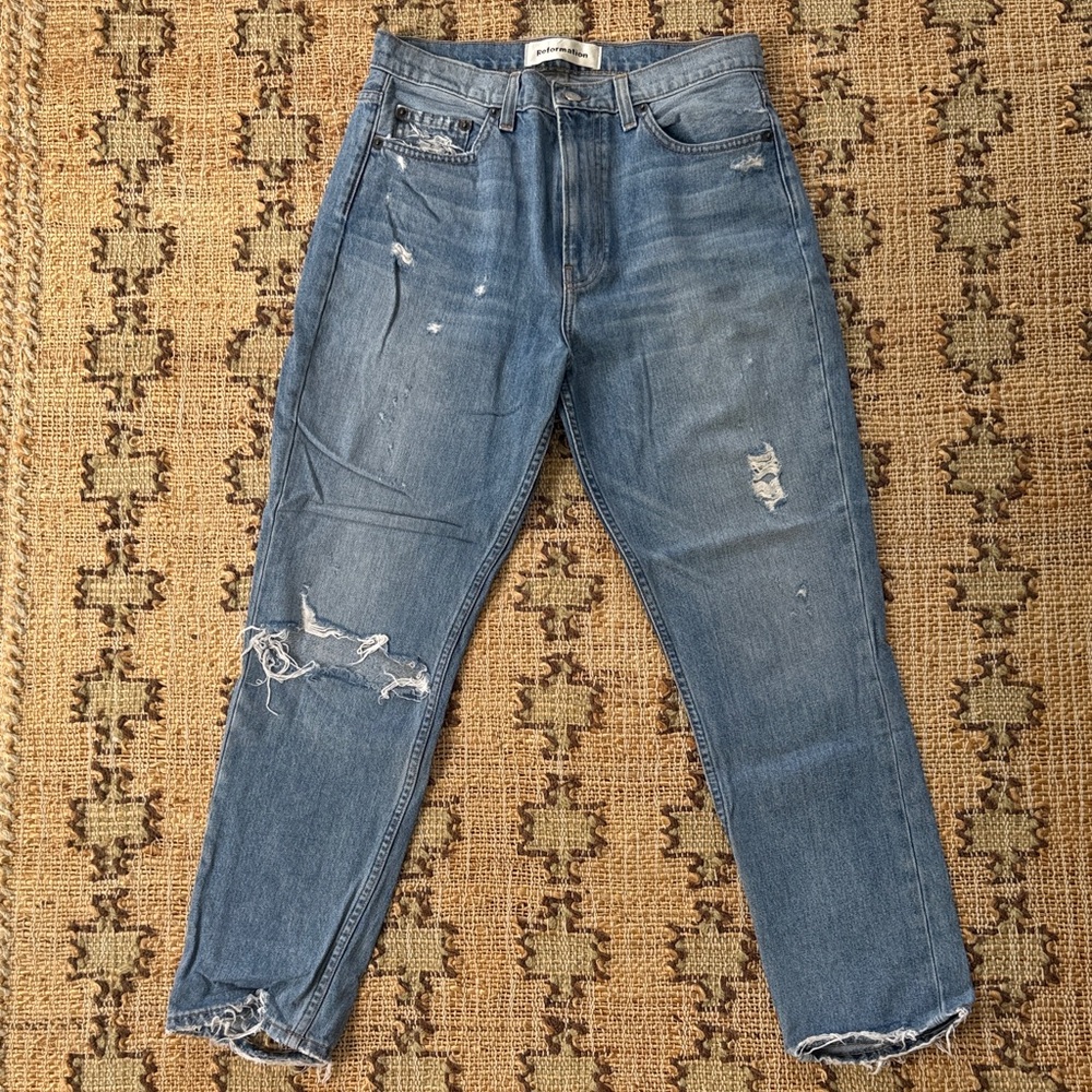 Reformation distressed Julia Cigarette jeans
